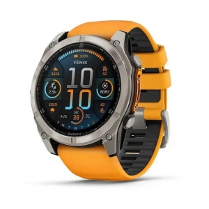 Смарт-годинник Garmin Fenix 8 51mm AMOLED Sapphire Titanium w. Spark Orange/Graphite Silicone Band (010-02905-10/11)