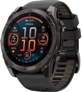 Смарт-годинник Garmin Fenix 8 51mm Solar Sapphire Carbon Gray DLC Titanium w. Black/Pebble Gray S. Band (010-02907-10/11)