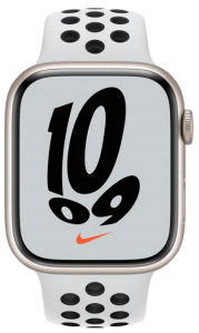 Watch 45mm Nike+ Starlight Aluminum Case with with Pure Platinum Black Nike Sport Band (MKNA3) Series 7 EU