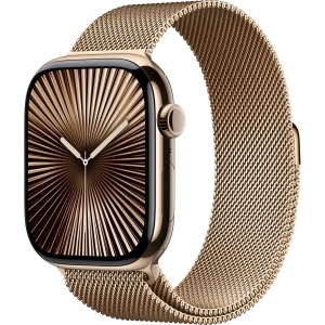 Watch 46mm Gold Titanium Case with Gold Milanese Loop - M/L (MX003) + Cellular Series 10