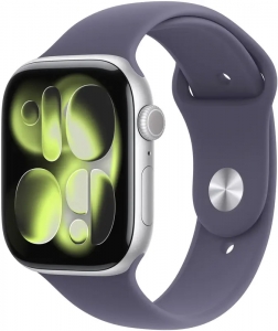 Watch 46mm Silver Aluminium Case with Purple Fog Sport Band - S/M (MEV94) Series 11